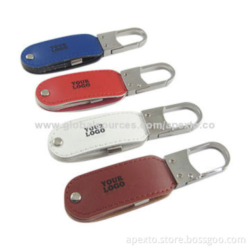 Leather USB Stick with Plug-and-play Function and More Than 1,000,000 Times Data Encryption